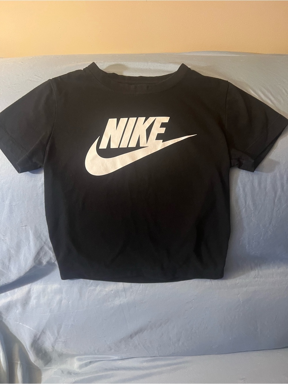 Kids Nike Black Tee with White Swoosh Logo